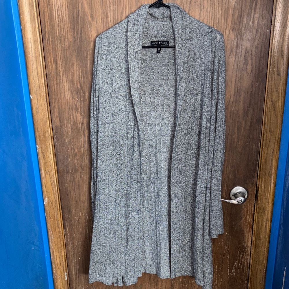 Derek Heart Heather Gray Open Front Cardigan